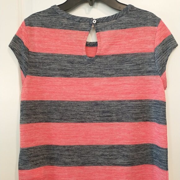 Nautica Womens Red Black Striped T-Shirt Size XS Top Keyhole Back Button Tee New - Picture 9 of 13